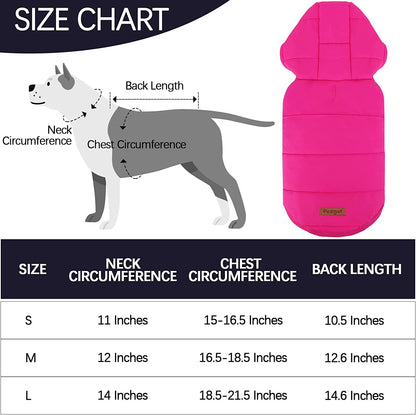 2 Pieces Fleece Lined Warm Dog Jacket Warm Dog Hoodie Puppy Coats with Hooded Cold Weather Pet Apparel Clothes for Puppy Winter Cold Weather, Large (Pink, Red)